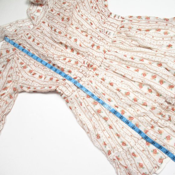 Anthropologie Let Me Be Mock Neck Sheer Mini Dress Pink Floral Combo - Large - Picture 8 of 11